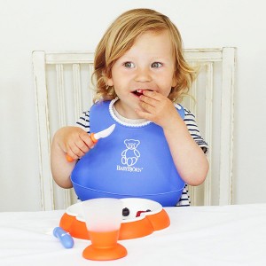 Pack 2 platos y cucharas color turquesa y naranja Babybjörn